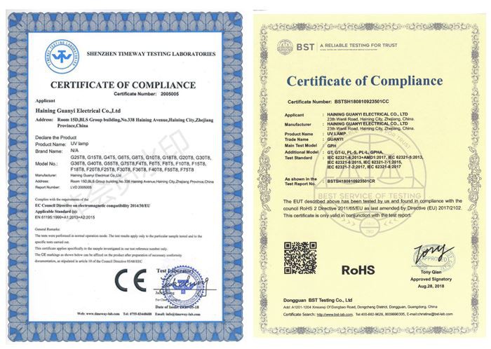 certification of germicidal uv light bulbs